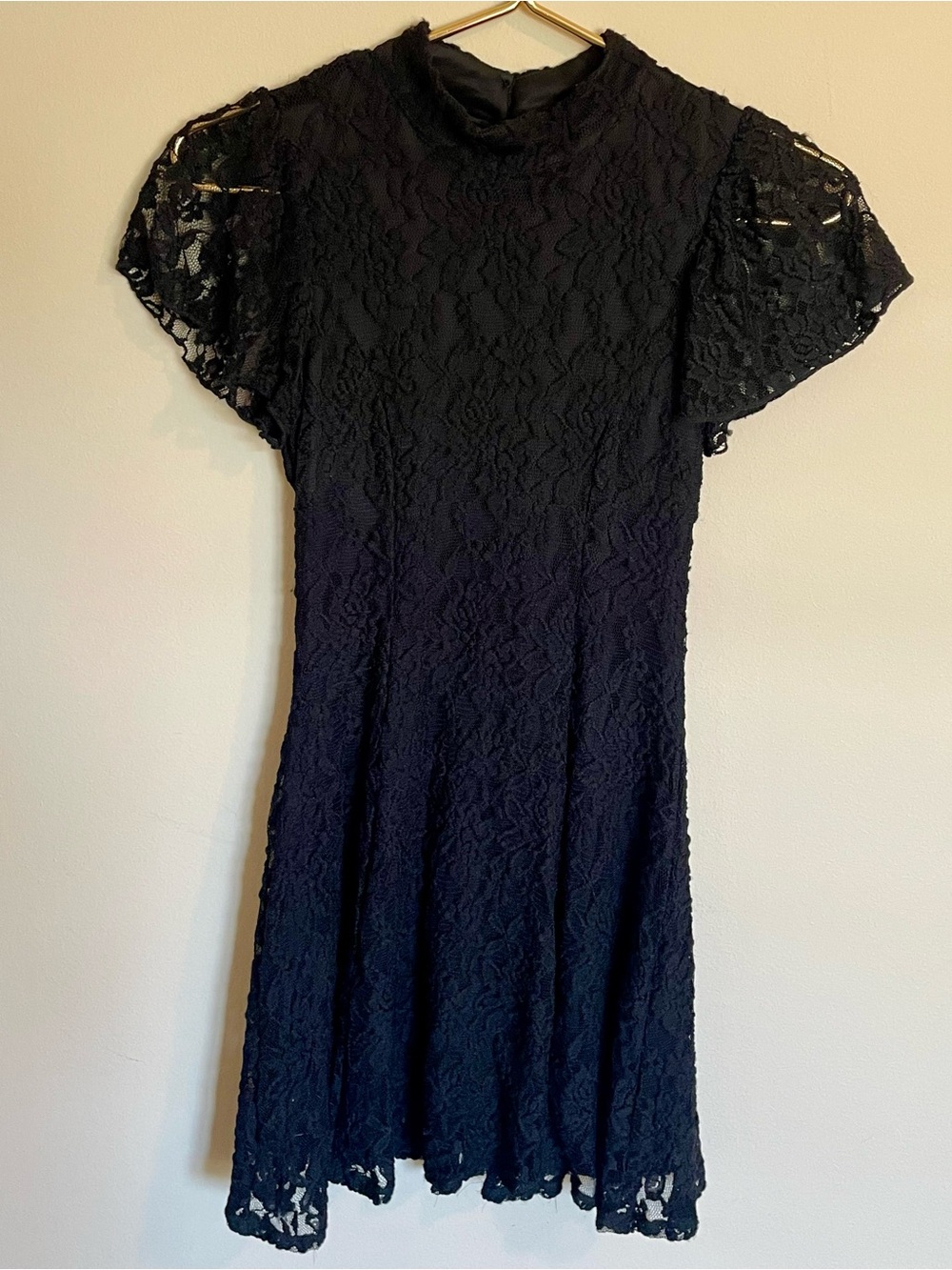 Zunie Black Lace Midi Dress with Flutter Sleeves